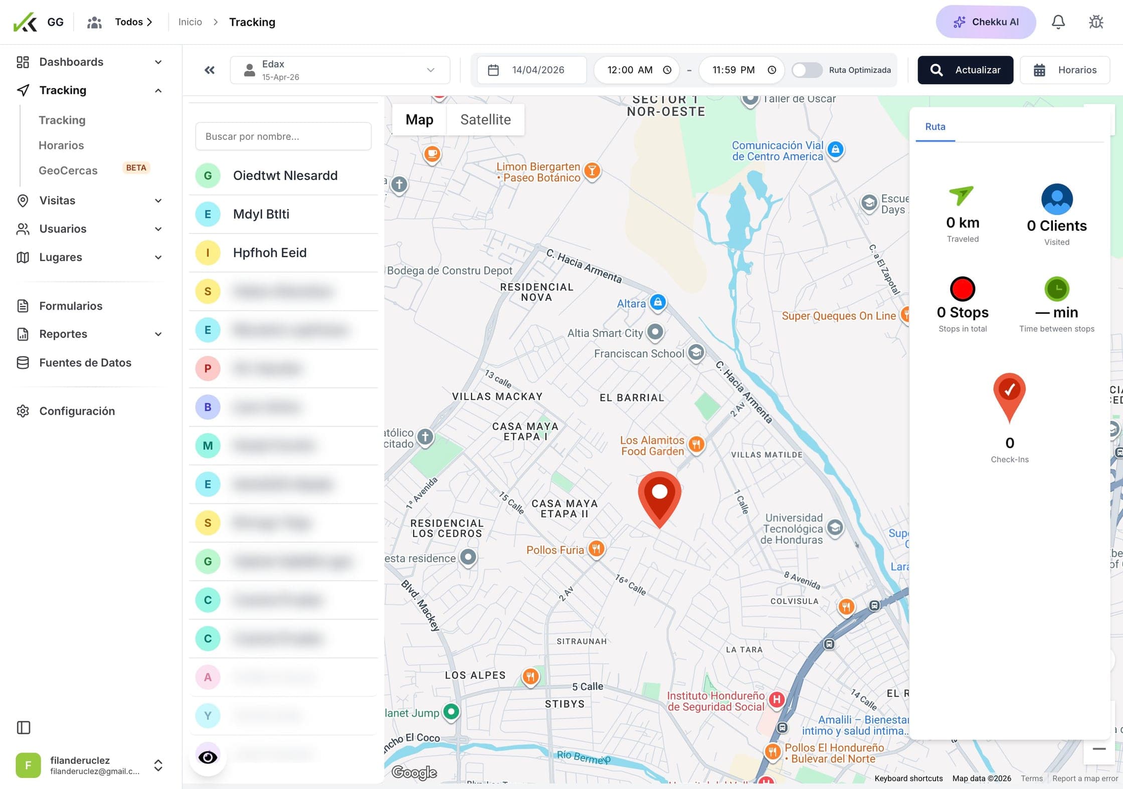Trakking desktop tracking dashboard